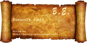 Bencsik Emil névjegykártya